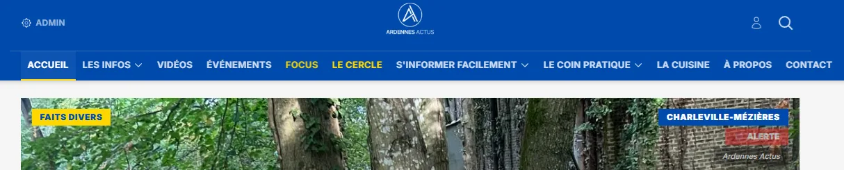 Page d'accueil du site d'actualité Ardennes Actus